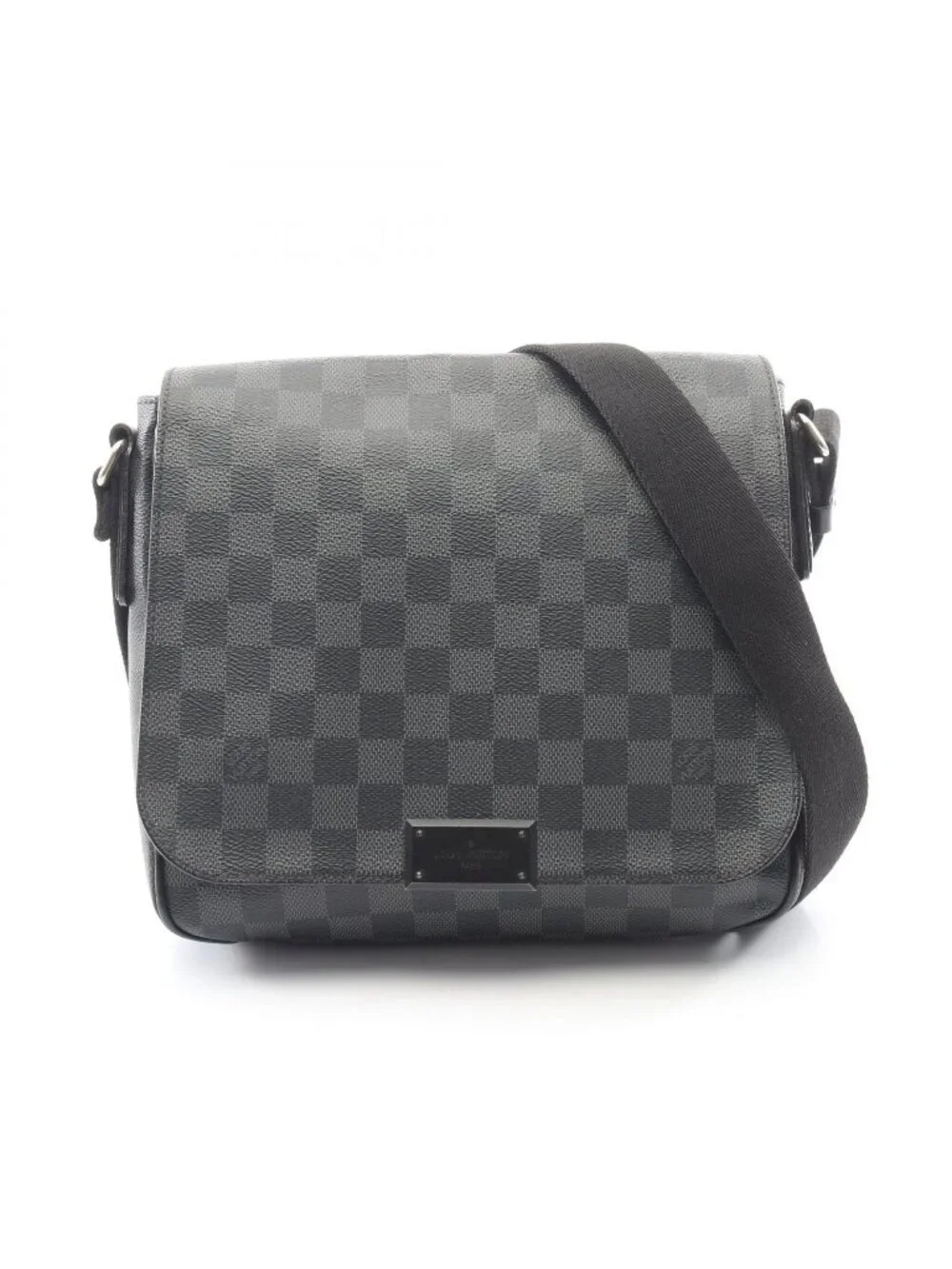 Louis Vuitton Shoulder Bag District PM Damier Graphite Canvas Leather
